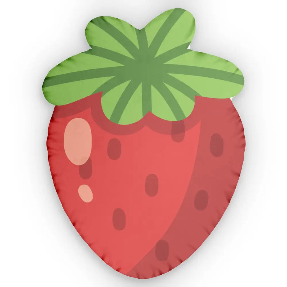Vibrant colors strawberry-shaped pillow with green leaves, perfect cute gift idea shaped pillows