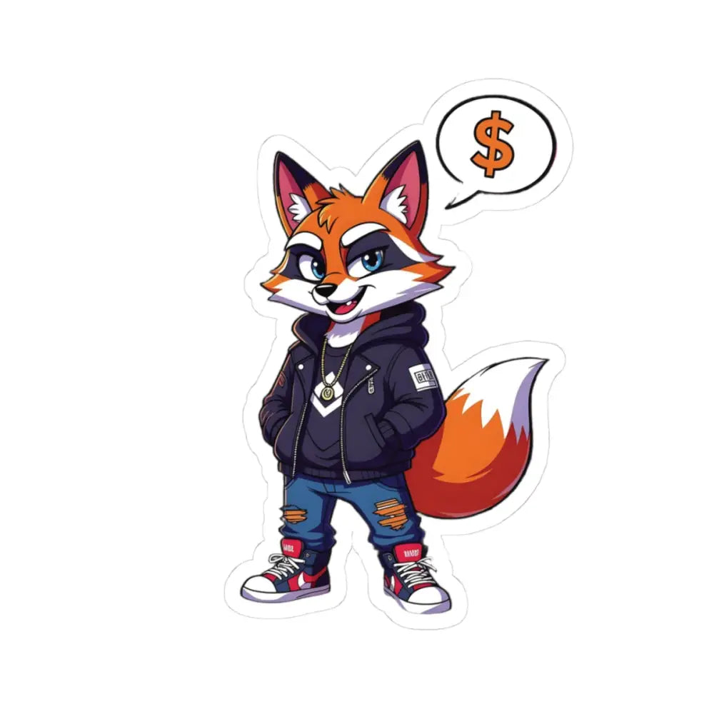 Cartoon fox sticker with money on its mind from Urban Style Animal Art collection