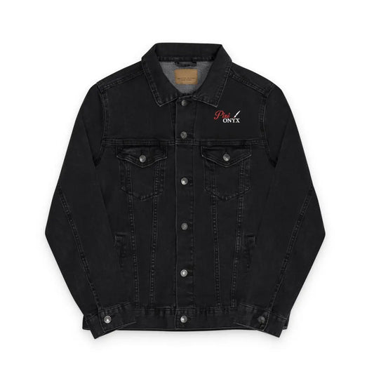 Stylish Unisex PixiOnyx Denim Jacket with chest pockets and button closures for casual wear