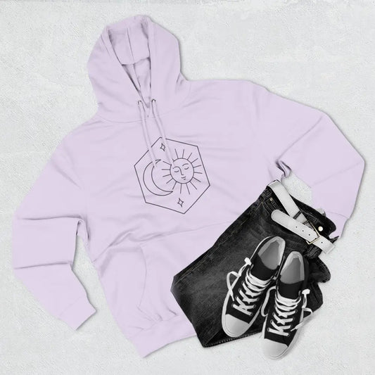 Light purple celestial fleece hoodie with hood, cozy fleece sweatshirt, unisex pullover