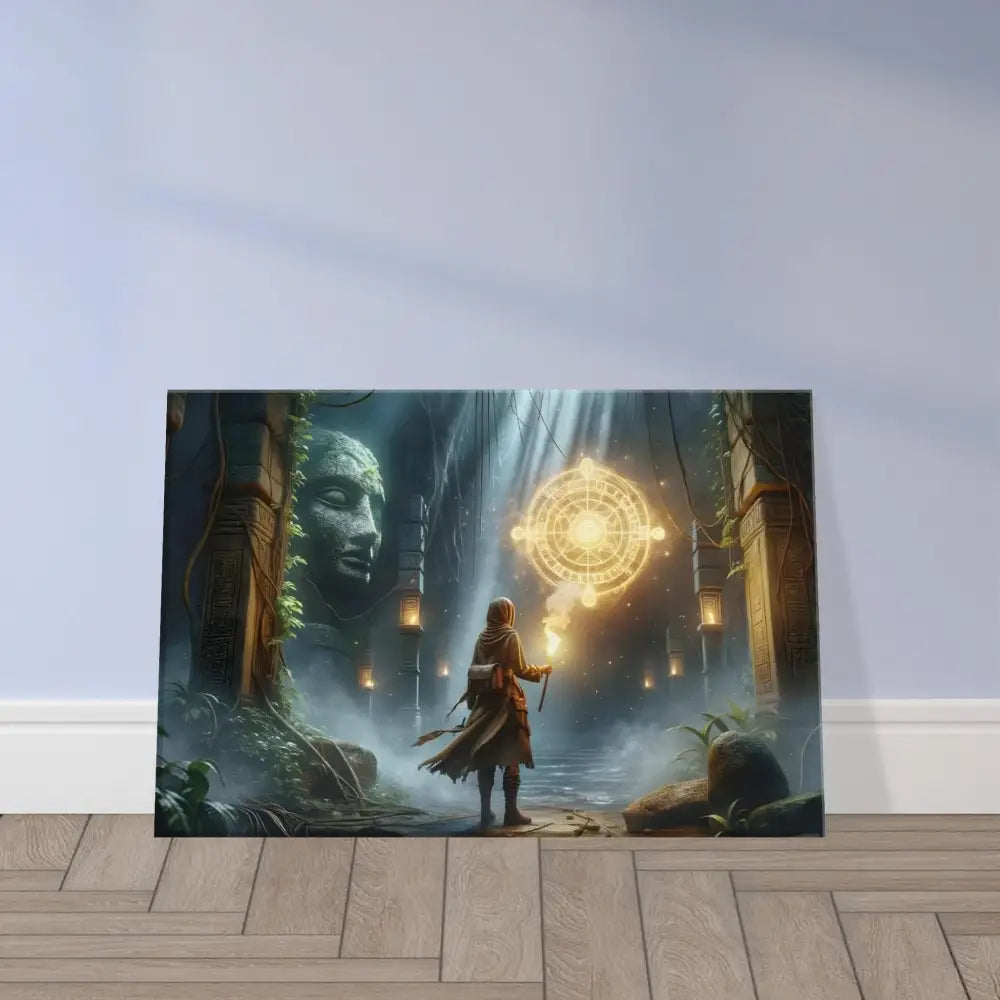 Fantasy art print featuring jungle glyphs and ancient ruins on Torchbearer Fantasy Canvas