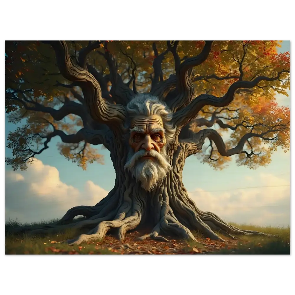 Tree with an old man’s face print on Wood for The Wisdomroot Sentinel PixiOnyx Grainbound Art