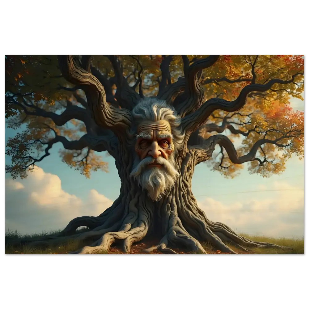 Tree with an old man’s face featured on the Treeface Wood Print by PixiOnyx Grainbound Art