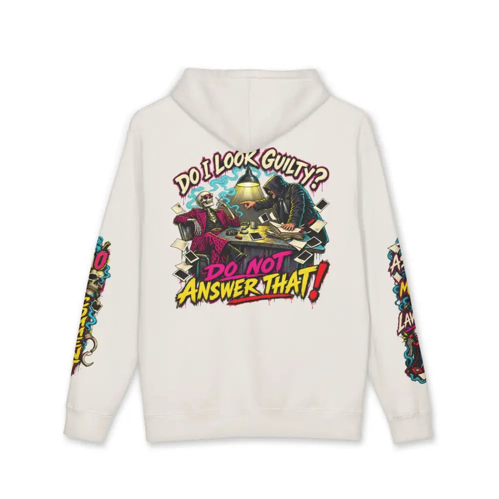Off-white heavyweight hooded sweatshirt with bold colorful graphic and matching sleeve designs from Off-white Allegedly