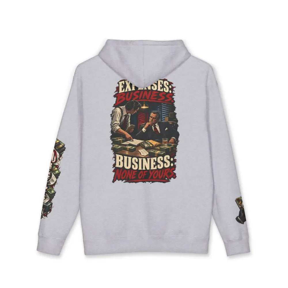 Light gray fleece-lined hooded sweatshirt with bold cash only graphic and ribbed cuffs unisex hoodie