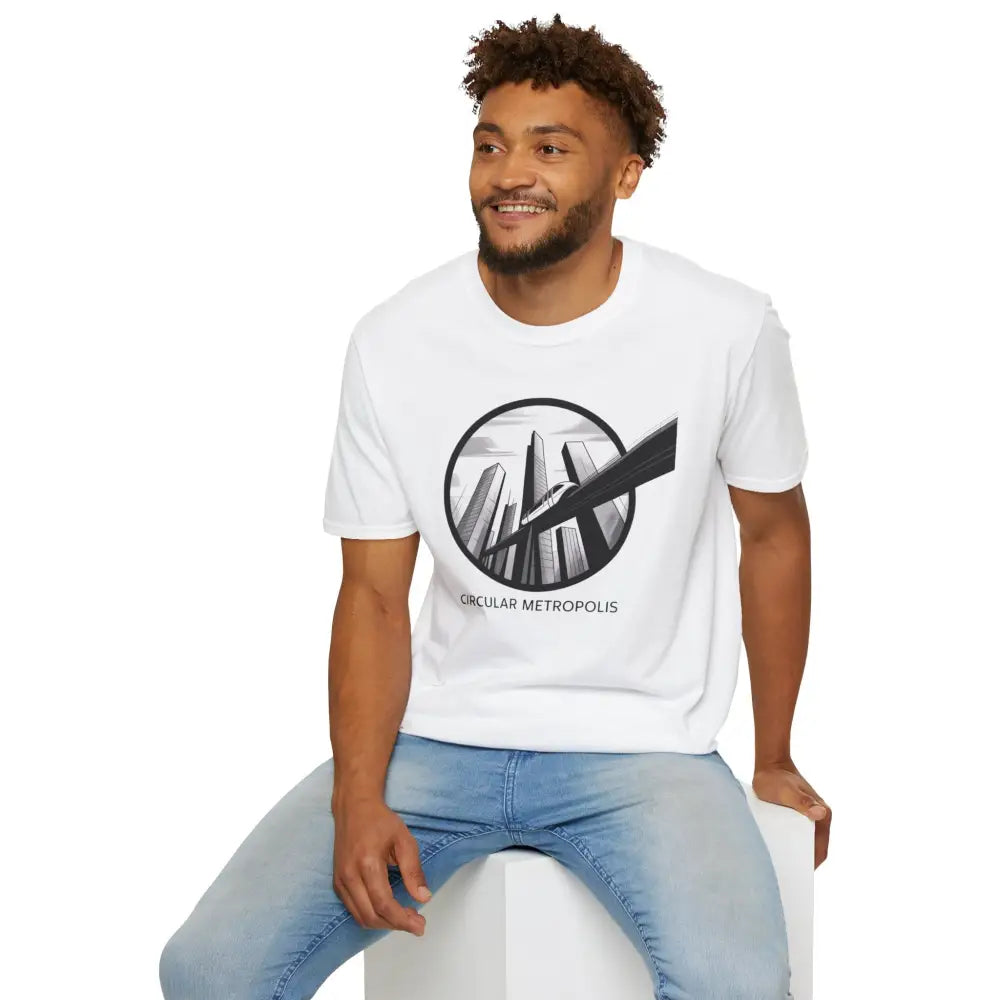 Unisex softstyle T-shirt with Circular Metropolis graphic, ribbed knit collar, sustainable production