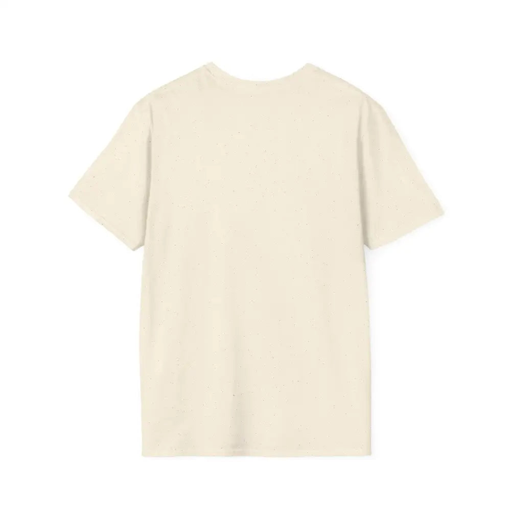 Plain cream-colored unisex softstyle t-shirt with ribbed knit collar, sustainable production