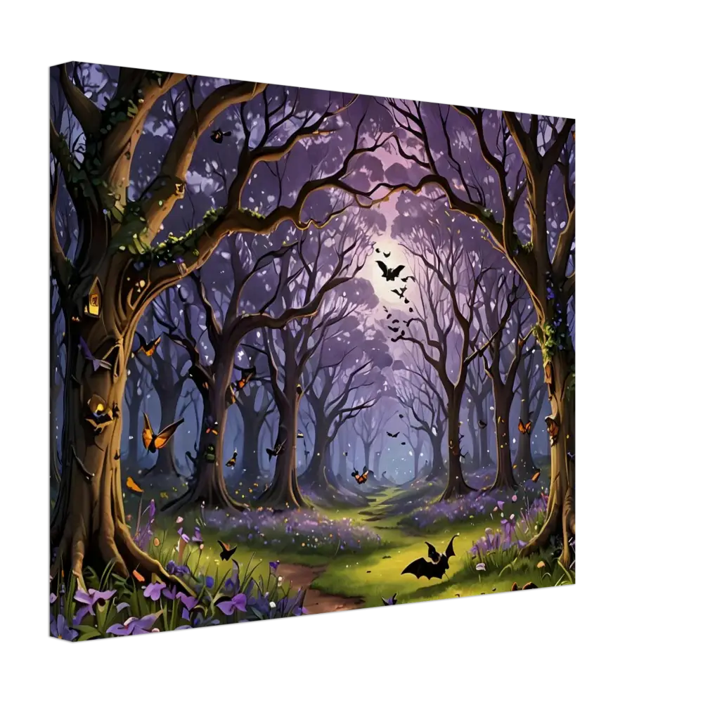 Enchanted forest scene with bats canvas print Whisper of the Enchanted Forest PixiOnyx