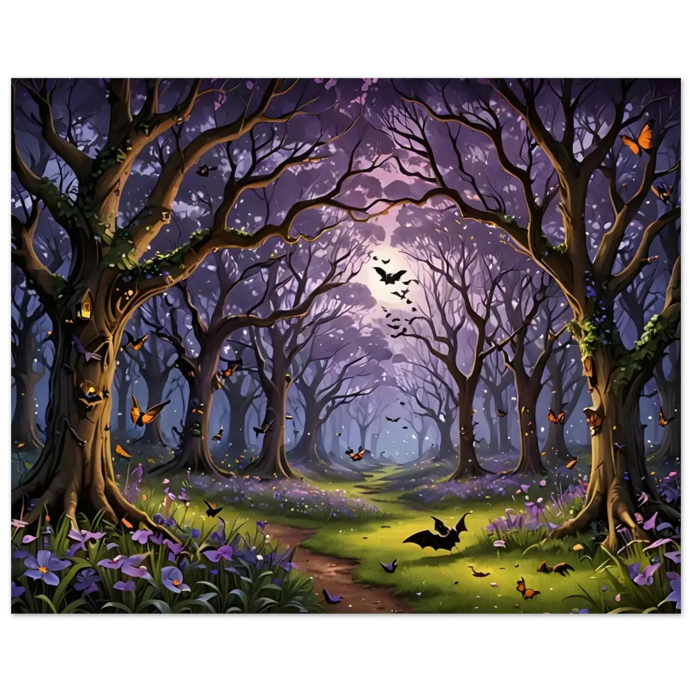 Enchanted Forest with Bats and Butterflies Fine Art Fantasy Poster by PixiOnyx