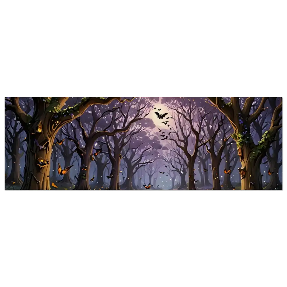 Spooky Halloween forest scene printed on PixiOnyx Wood Print for Whispers of the Enchanted Forest
