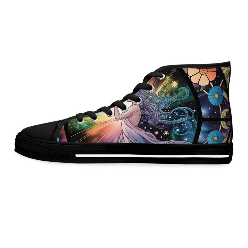 High-top canvas sneaker with celestial floral design for Women’s Celestial Bloom Sneakers