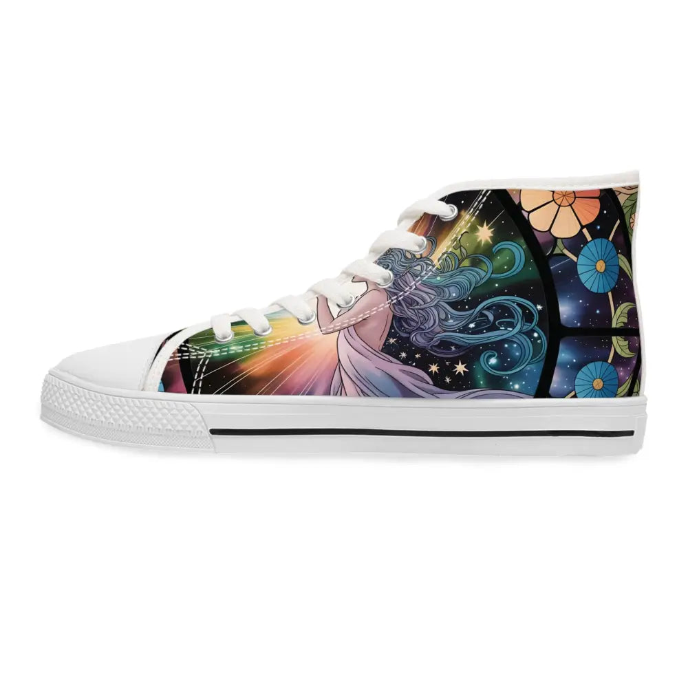 High-top sneaker with celestial art for Women’s Celestial Bloom PixiOnyx Streetwear