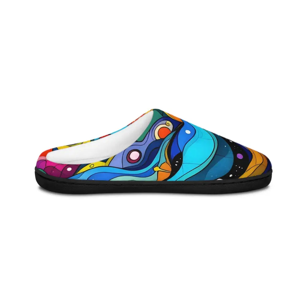 Colorful abstract slipper from PixiOnyx Women’s Indoor Slippers Layered Spectrum collection