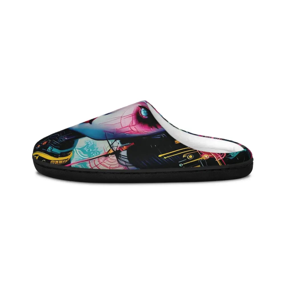 Colorful abstract design women’s indoor slippers from Mech Shrine Geisha by PixiOnyx
