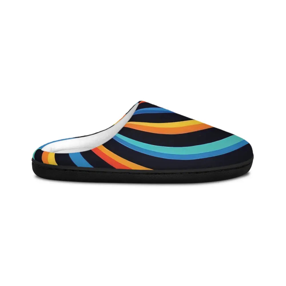 Striped indoor slipper with black sole from PixiOnyx Colorwave Comfort collection