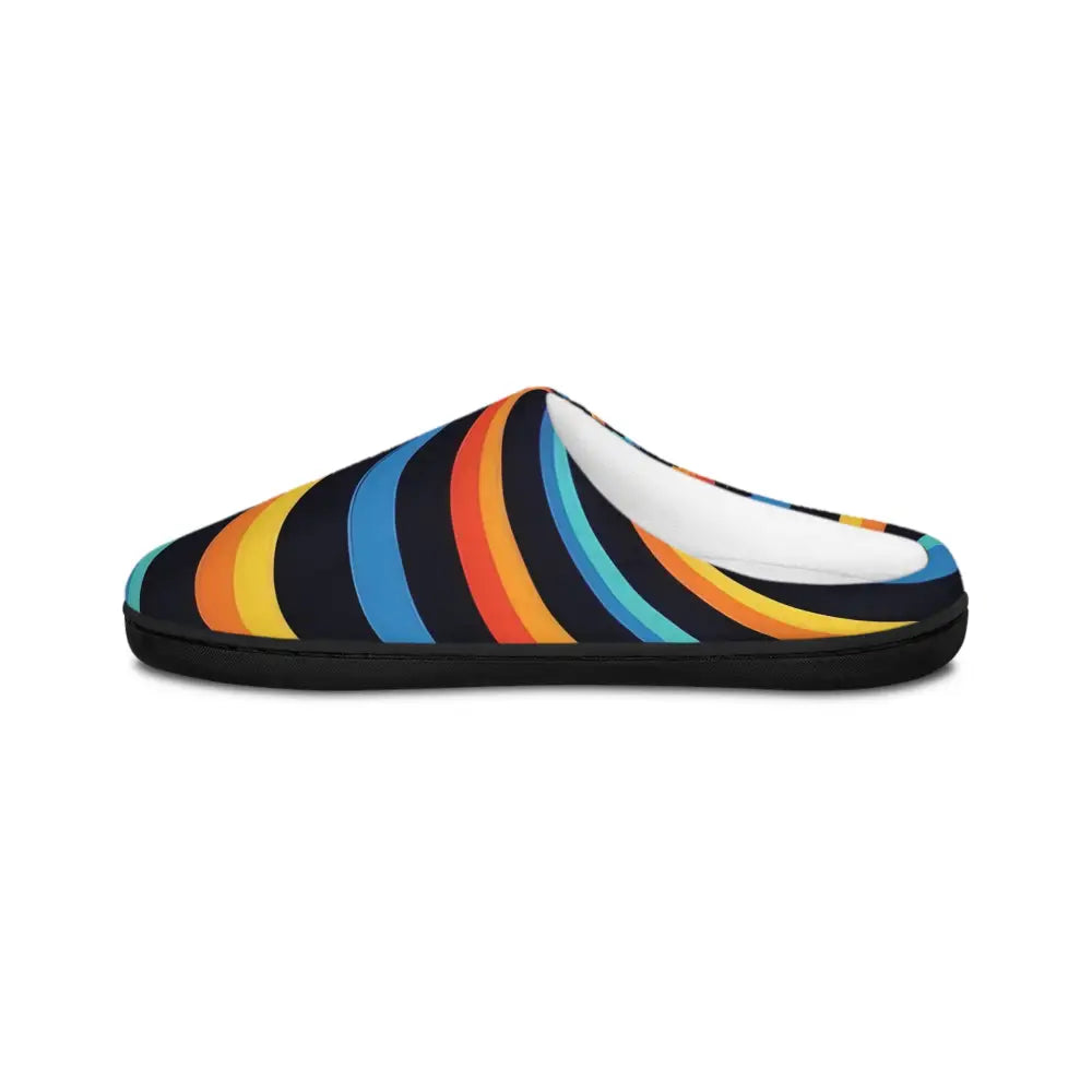 Striped indoor slipper with a black sole from PixiOnyx Colorwave Comfort collection