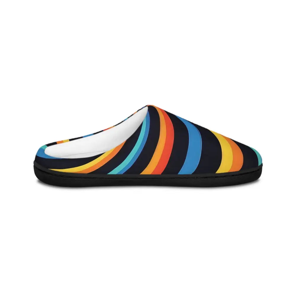 Striped indoor slipper with black sole from PixiOnyx Colorwave Comfort Women’s Slippers