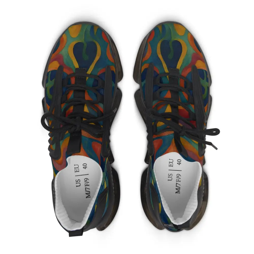 Colorful patterned mesh sneakers for women from Craniocolor Urban Camo Psychedelic Streetwear by PixiOnyx