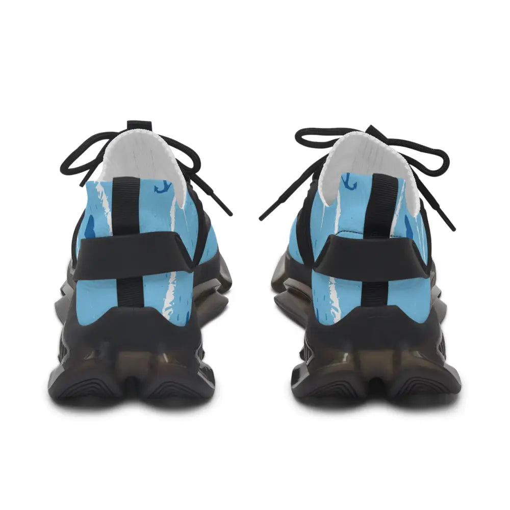 Women’s light blue nautical anchor mesh sneakers with eva shock-absorbing sole and deodorant memory-foam insole