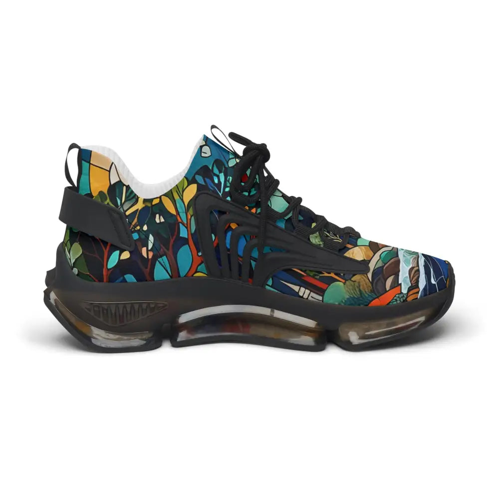 Artistic athletic shoe displayed in Women’s Mesh Sneakers Stained Horizon PixiOnyx Chromatic Streetwear