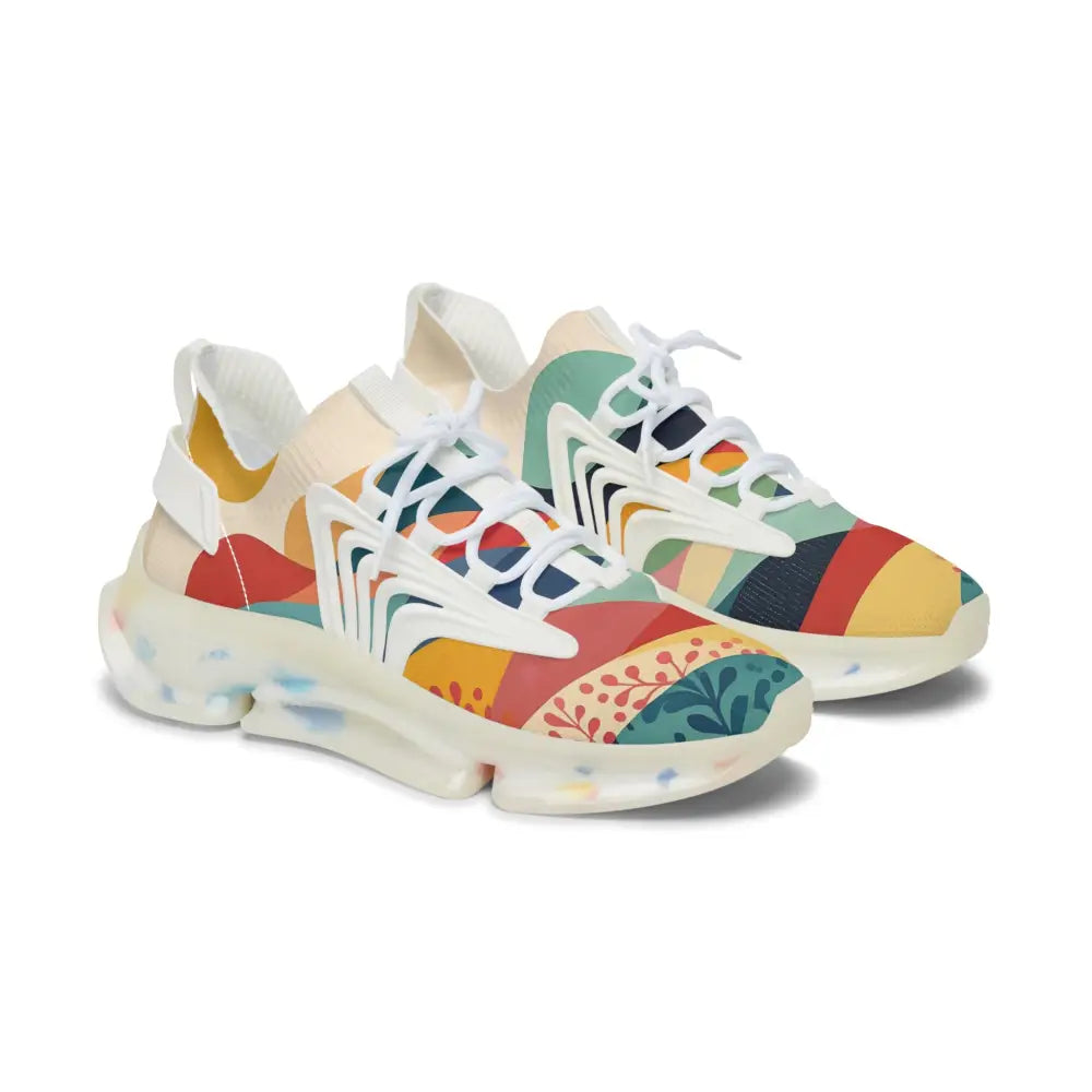 Colorful patterned athletic shoes Women’s Mesh Sneakers Sunset Grove PixiOnyx Chromatic Footstep Mirage