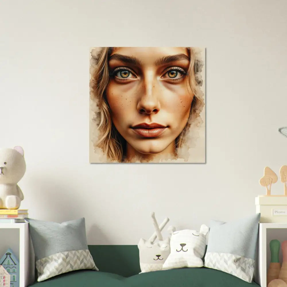 Watercolor portrait blends human intimacy with freckled focus for PixiOnyx Natural Stillness