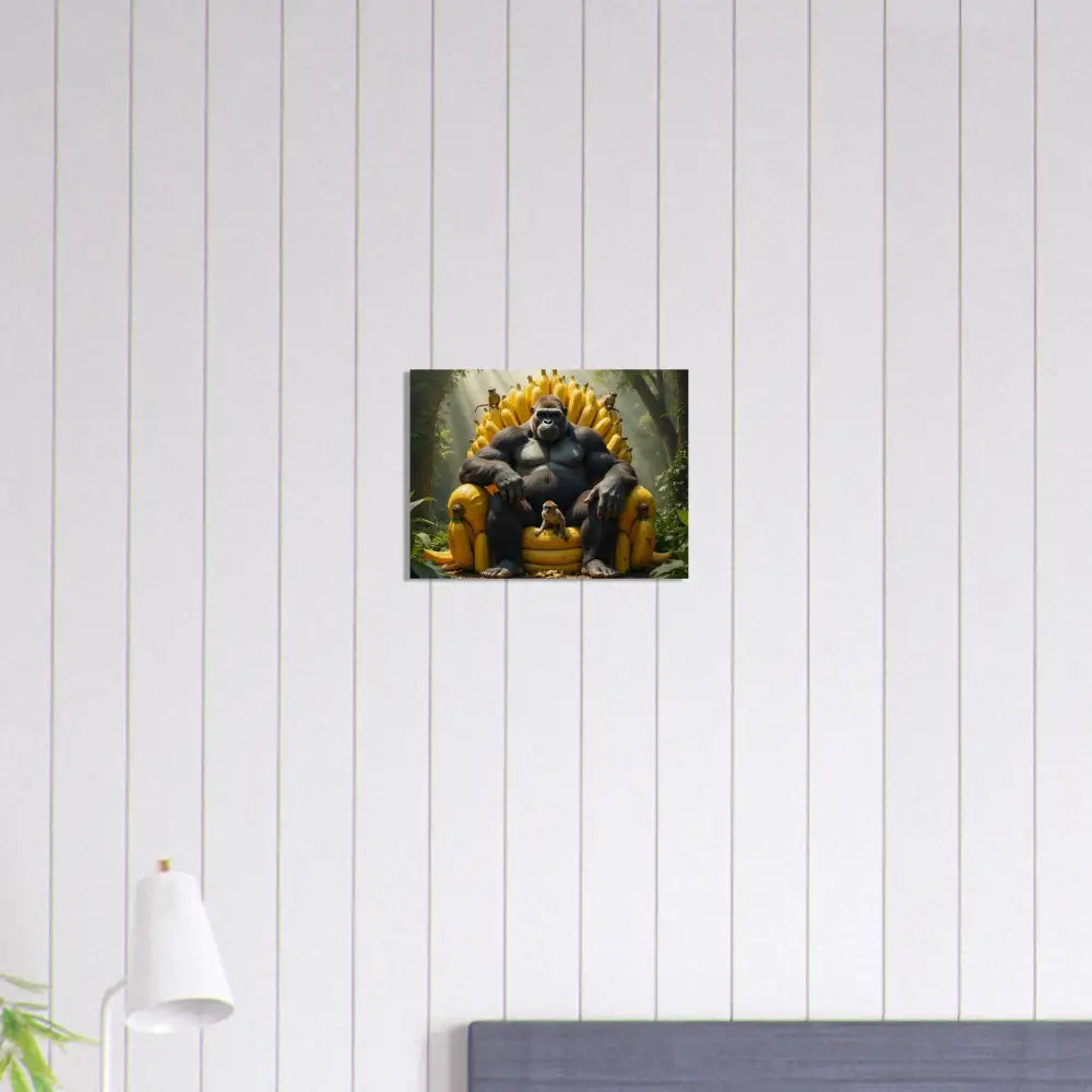 Framed Gorilla King art on Wood Print King Kong’s Banana Throne from PixiOnyx Primate Royalty