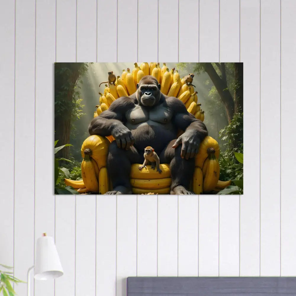 Gorilla sitting on Banana Throne print from PixiOnyx Primate Royalty collection