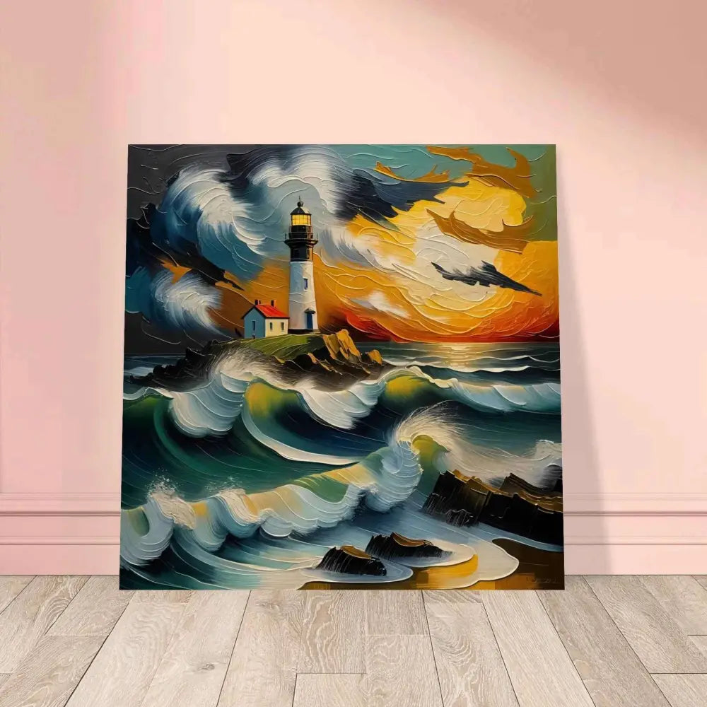 Wood grain lighthouse art on textured natural series captures nature meets artistry with organic texture deepens