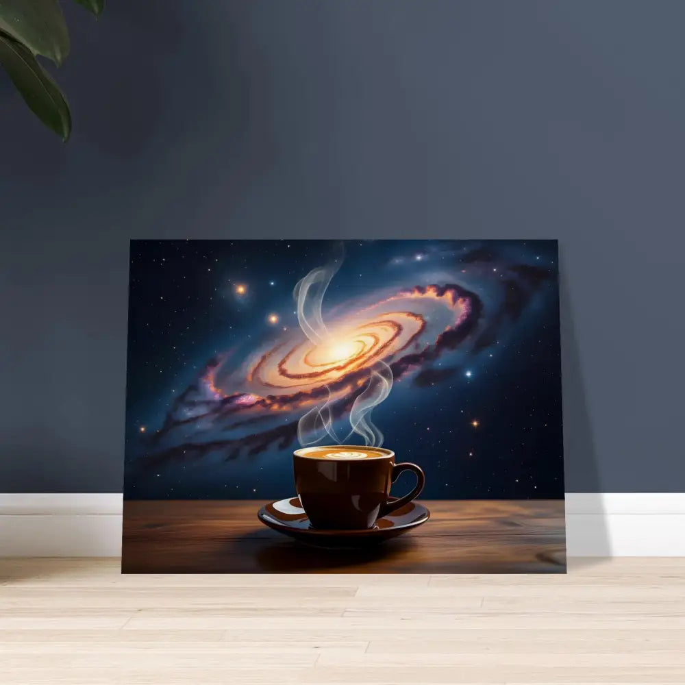 Coffee cup galaxy artwork on Wood Prints from PixiOnyx Dreamscape Wood Series