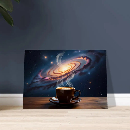 Galaxy coffee art on Wooden Print from PixiOnyx Dreamscape Wood Series