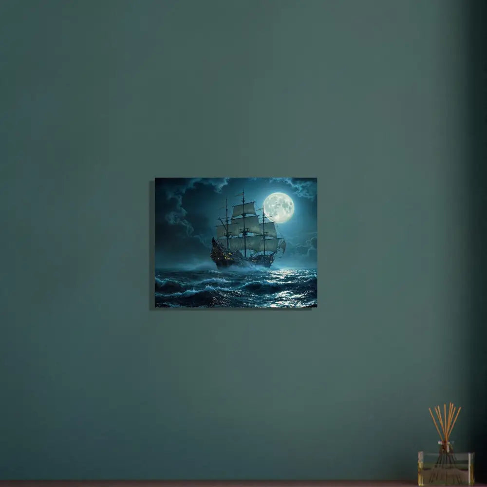 Moonlit sailing ship on the ocean for Wood Prints Moonlit Majesty PixiOnyx Naturalgrain Voyage Edition
