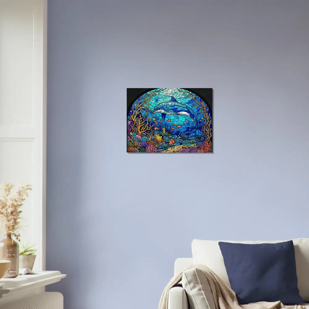 Ocean-themed stained glass artwork from Wood Prints Sea Cathedral PixiOnyx Oceanlight Relic
