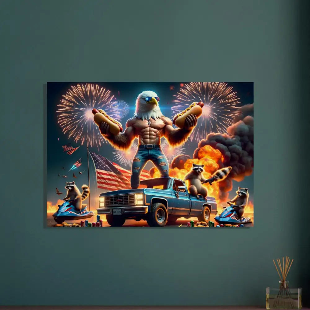 Patriotic eagle-themed artwork on wood print in PixiOnyx Rustic Americana collection