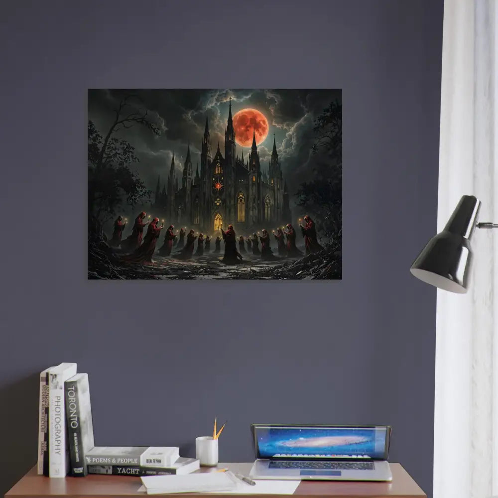 Gothic castle cult canvas from PixiOnyx Sacred Grain Series Wood Prints The Crimson Liturgy